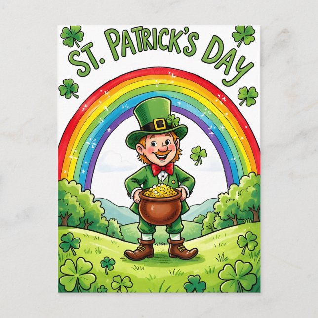 Leprechaun Gnome St. Patrick's Day Shamrock Postcard (Front)