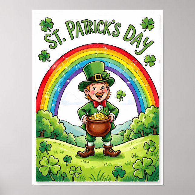 Leprechaun Gnome St. Patrick's Day Shamrock Poster (Front)