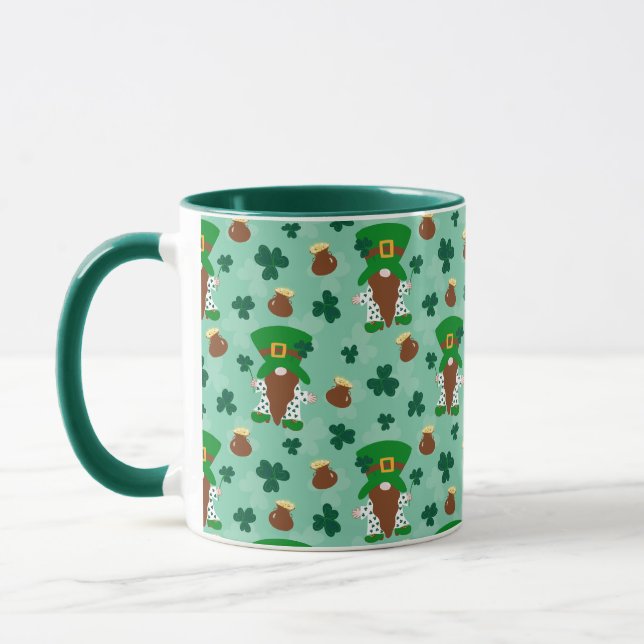 Leprechaun Gnomes with Clover and Pots of Gold  Mug (Left)