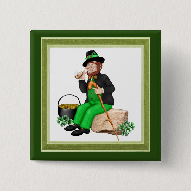 Leprechaun Gold 15 Cm Square Badge (Front)