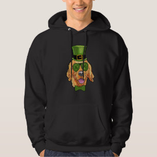 Leprechaun Golden Retriever Clover St Patricks Day Hoodie