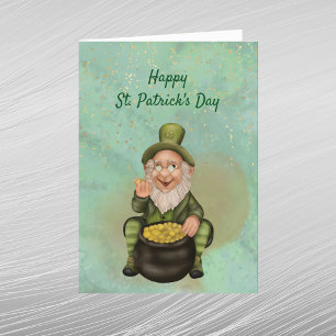 Leprechaun Green Pot of Gold St Patricks Day Holiday Postcard