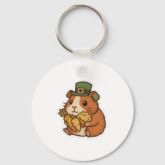 Leprechaun Guinea Pig St.Patrick's Day Key Ring (Back)