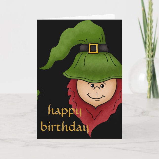 Leprechaun Happy March Birthday Card (Front)