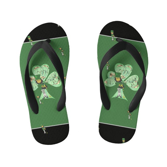 Leprechaun "Happy St. Patrick's Day"   Kid's Thongs (Footbed)