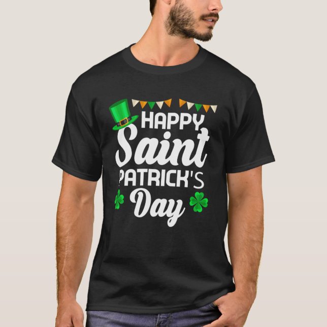 Leprechaun Hat C leaf Happy Saint Patrick s Day T-Shirt (Front)