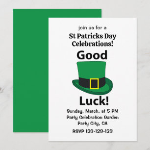Leprechaun Hat Good Luck St Patricks Day  Invitation