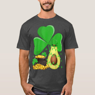 Leprechaun Hat Shamrock Leaf Avocado St T-Shirt