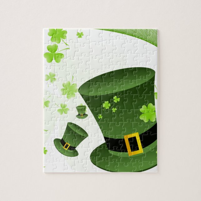 Leprechaun hats with 4 leaf clovers jigsaw puzzle (Vertical)