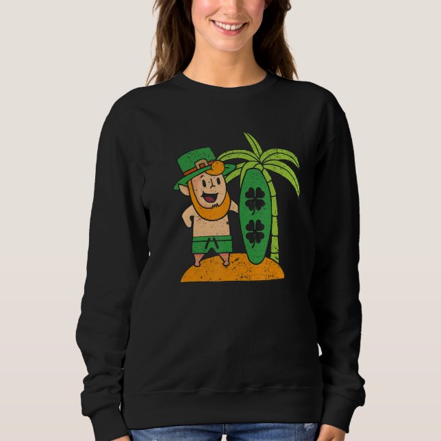 Leprechaun Hawaiian Surfing St Patricks Day Hawaii Sweatshirt (Front)