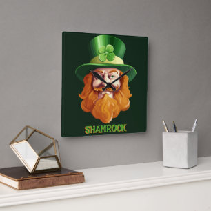 Leprechaun Hideaway Square Wall Clock