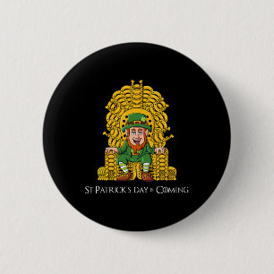 Leprechaun Horse Shoe Throne St Patricks Day Boys  6 Cm Round Badge