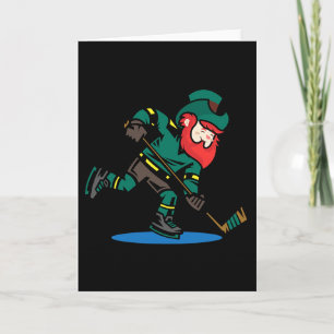 Leprechaun Ice Field Hockey Funny St Patricks Day Card