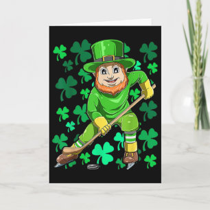 Leprechaun Ice Field Hockey Funny St Patricks Day Card