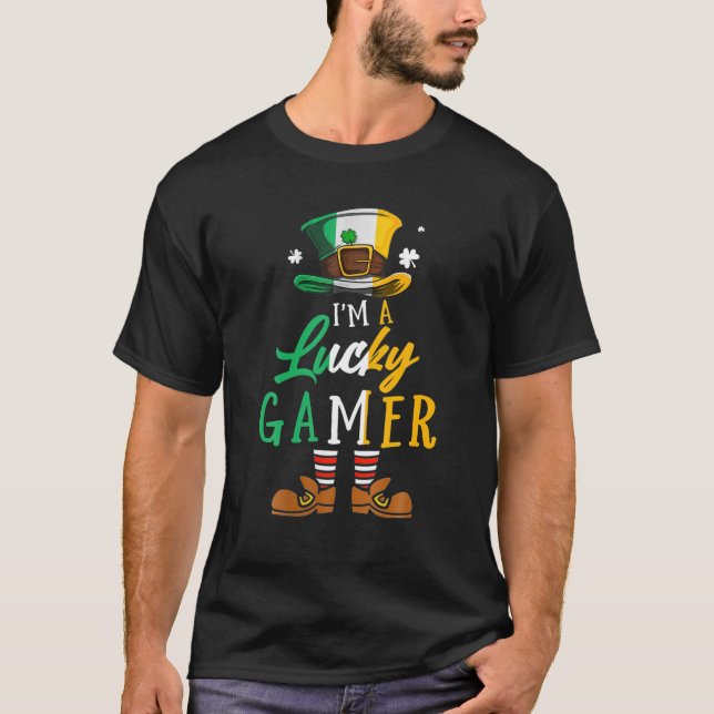 Leprechaun I'm A Lucky Gamer Happy St. Patrick's D T-Shirt (Front)