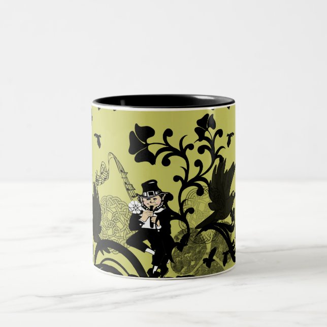 Leprechaun in Black Two-Tone Coffee Mug (Center)