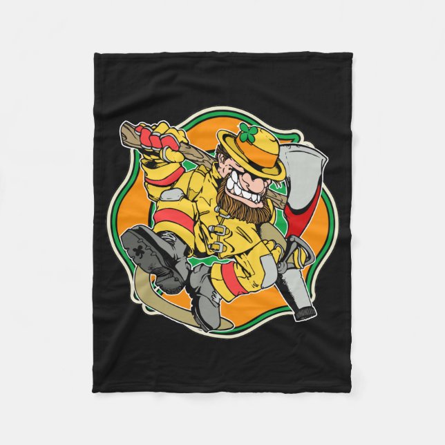 Leprechaun Irish Firefighter Fleece Blanket (Front)