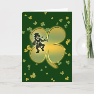 Leprechaun irish luck shamrocks cards