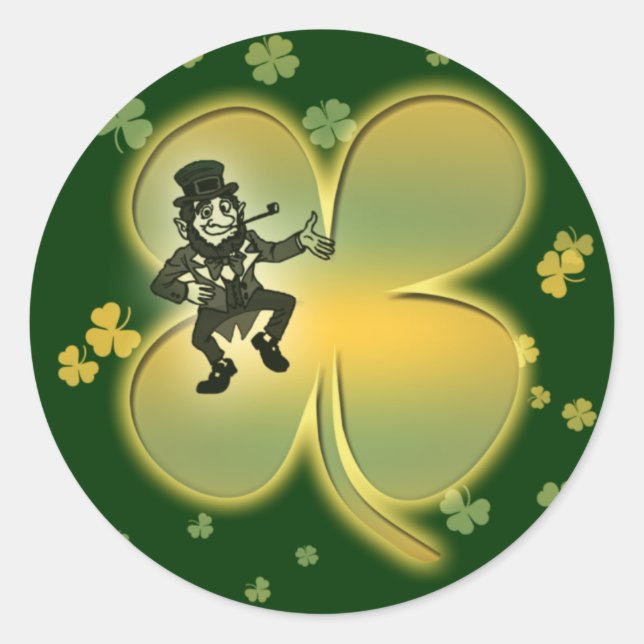 Leprechaun irish luck shamrocks stickers (Front)