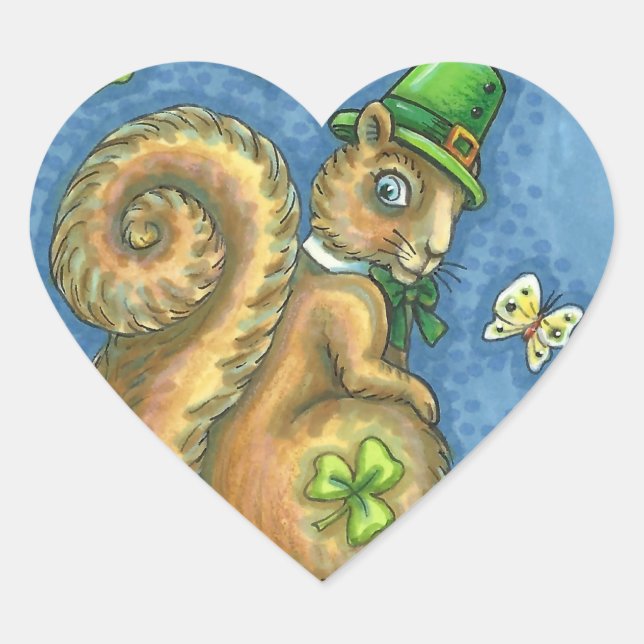 LEPRECHAUN IRISH SQUIRREL, LUCKY STICKERS Sheet (Front)