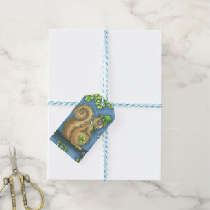 LEPRECHAUN IRISH SQUIRREL, ST. PATRICK GIFT TAGS