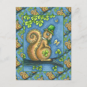LEPRECHAUN IRISH SQUIRREL, ST. PATRICK'S DAY Lucky Holiday Postcard