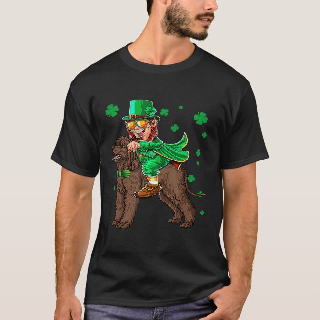 Leprechaun Irish Water Spaniel Shamrock St Patrick T-Shirt (Front)