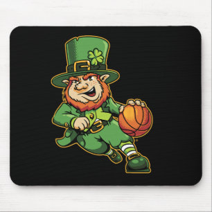 Leprechaun Kids Bysketbyll St Patricks Day Lucky B Mouse Pad