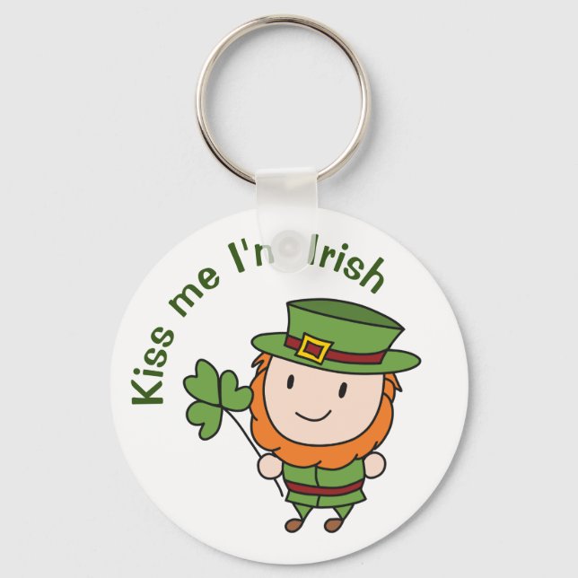 Leprechaun Kiss Me I'm Irish Key Ring (Front)