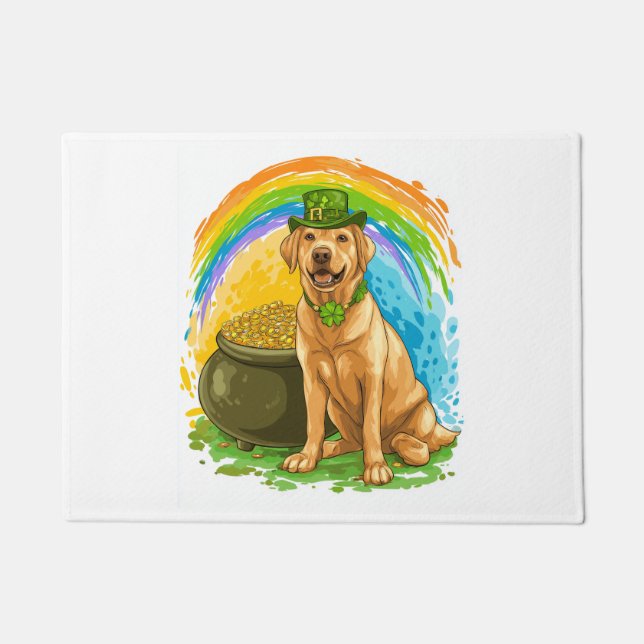 Leprechaun Lab � St. Patrick�s Day Dog Doormat (Front)