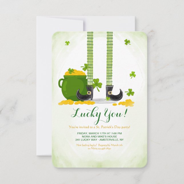 Leprechaun Legs St. Patrick's Day Invitation (Front)