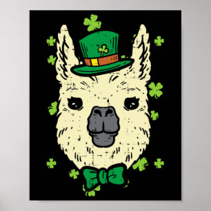 Leprechaun Llama Head Alpaca St Patricks Day Anima Poster