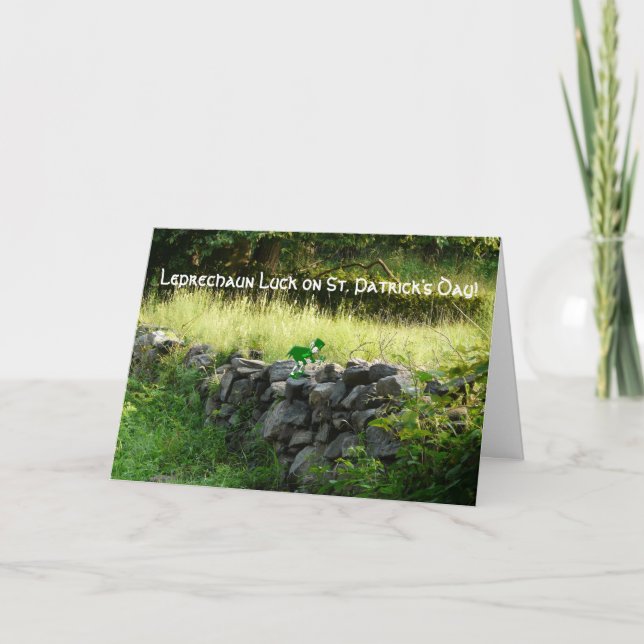 Leprechaun Luck!-Old Stone Country Wall Card (Front)