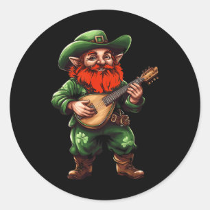 Leprechaun Mandolins Funny St. Patricks Day Irish Classic Round Sticker