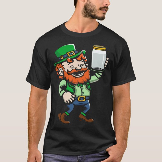 Leprechaun Moonshine Jar St Paddys Day Happy St Pa T-Shirt (Front)