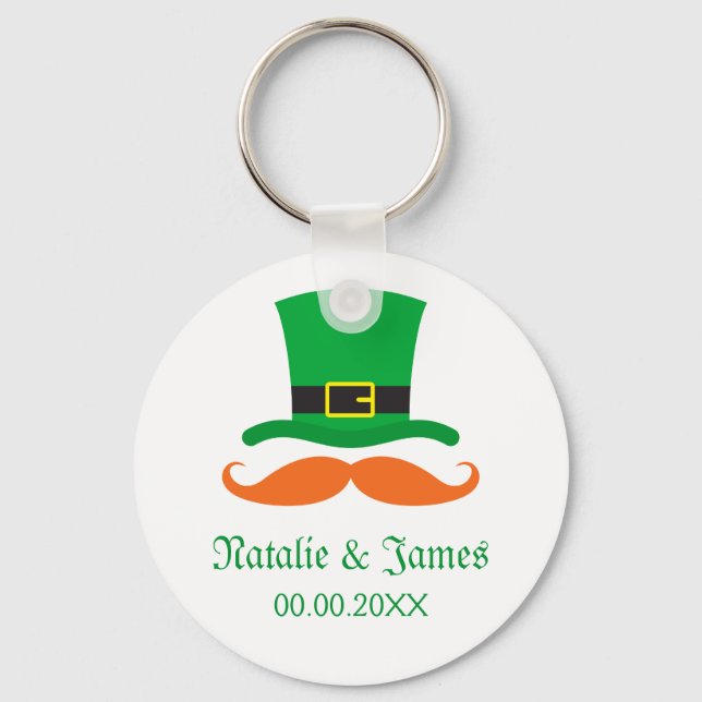 Leprechaun moustache St Patrick's day wedding Key Ring (Front)