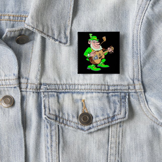 Leprechaun  Musician 15 Cm Square Badge (In Situ)