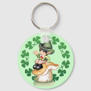Leprechaun on a Mushroom Key Ring