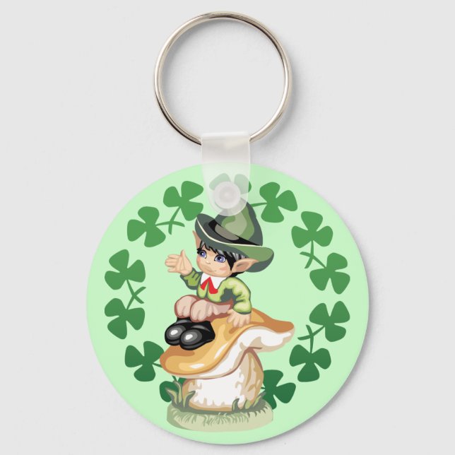 Leprechaun on a Mushroom Key Ring (Front)