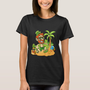 Leprechaun On Beach Funny Patrick's Day Hawaiian S T-Shirt