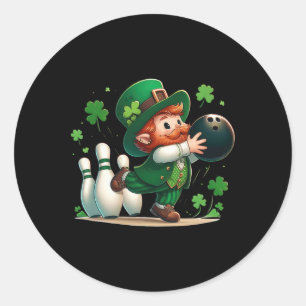 Leprechaun Playing Bowling St Patrick's Day Shamro Classic Round Sticker