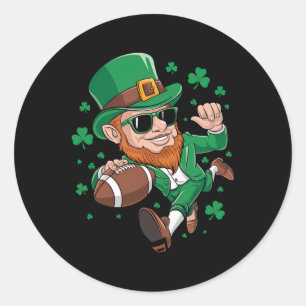 Leprechaun Playing Football St Patricks Day Sport Classic Round Sticker