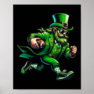Leprechaun Playing Footll St Patricks Day Sport Me Poster