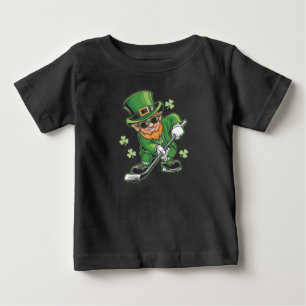 Leprechaun Playing Hockey St Patrick's Day Irish Baby T-Shirt