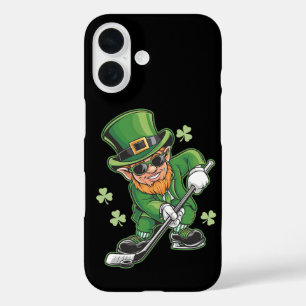 Leprechaun Playing Hockey St Patrick's Day Irish iPhone 16 Case