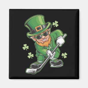 Leprechaun Playing Hockey St Patrick's Day Irish Magnet