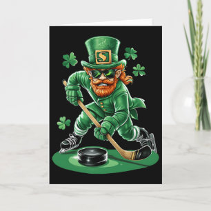 Leprechaun Playing Hockey St Patricks Day Sport Me Card