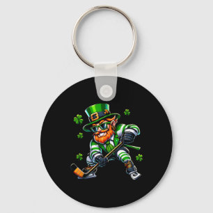 Leprechaun Playing Hockey St Patricks Day Sport Me Key Ring