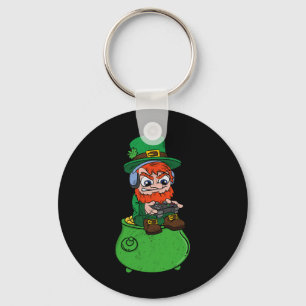Leprechaun Playing Video Game St Patrick's Day Gam Key Ring