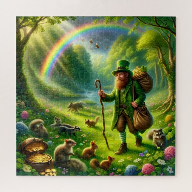 Leprechaun Pot of Gold Pursuit St Patrick's Day Jigsaw Puzzle (Horizontal)